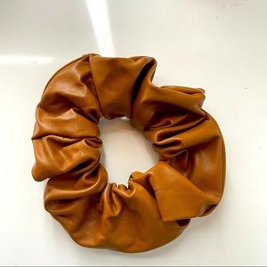 Perfect Thick Leather Scrunchie hair tie band Fall colors Brown